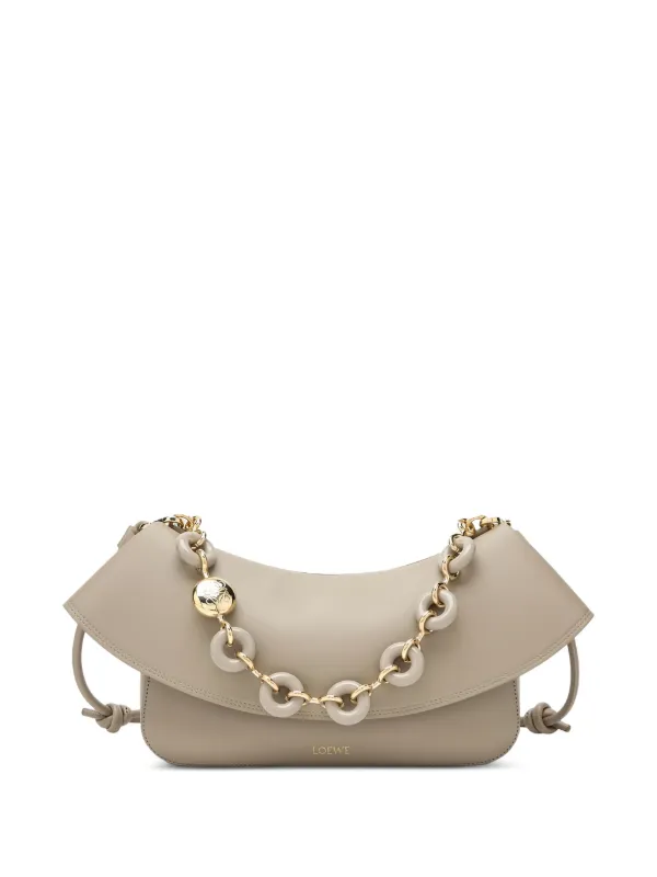 LOEWE Medium Ola chain-embellished Flap Shoulder Bag Neutrals FARFETCH  IN