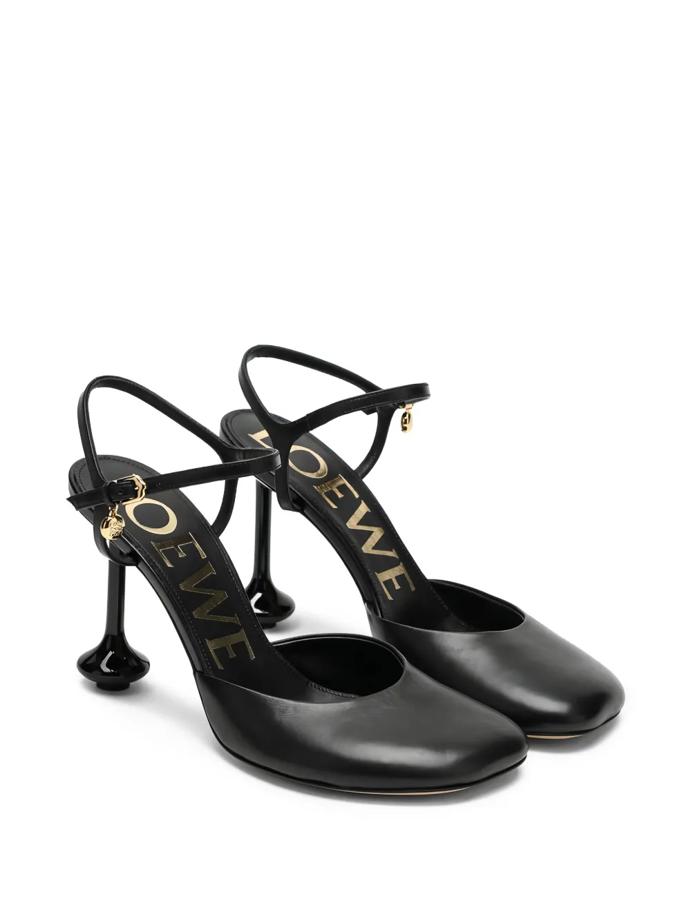 LOEWE 90 mm pumps met sculpturale hak en enkelbandje Zwart