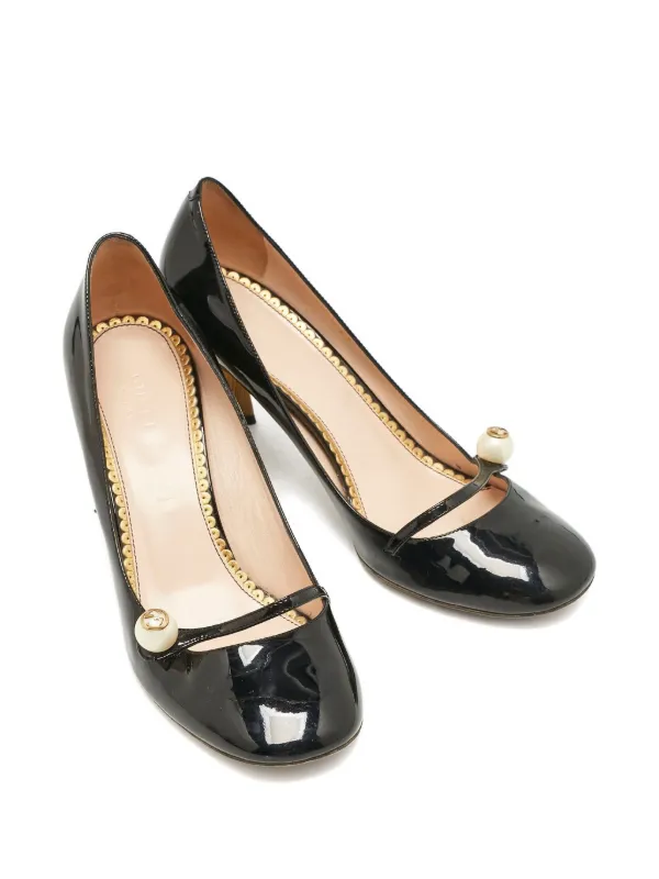 GUCCI ブラック パンプス パール装飾 Gucci Pre-Owned pearl-embellishment Pumps | Black | FARFETCH UK