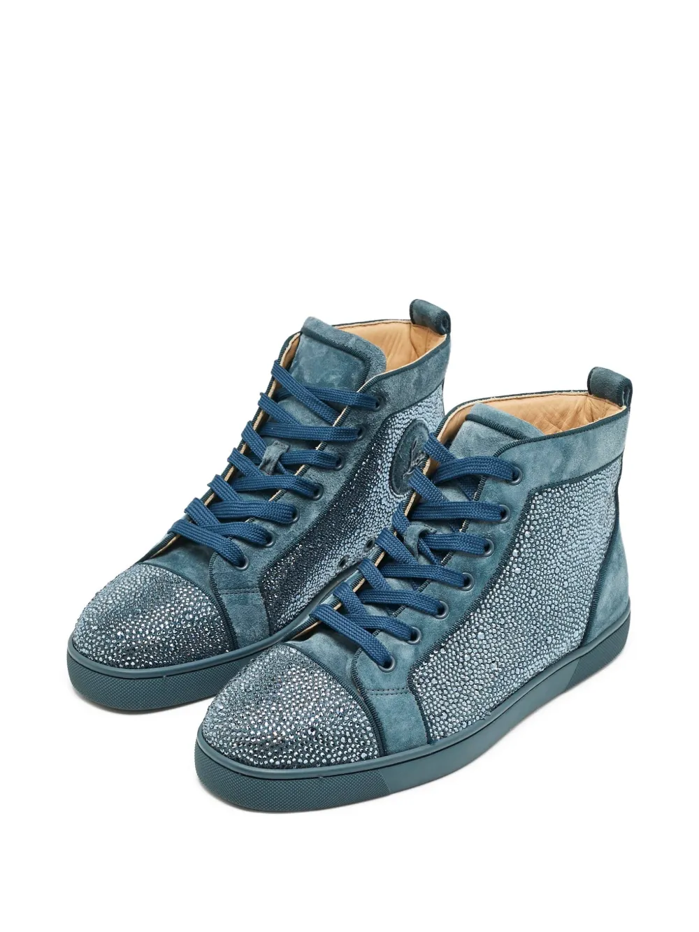 CHRISTIAN LOUBOUTIN Pre-owned Rantus Orlato Lace-up Glitter Sneakers In Blue