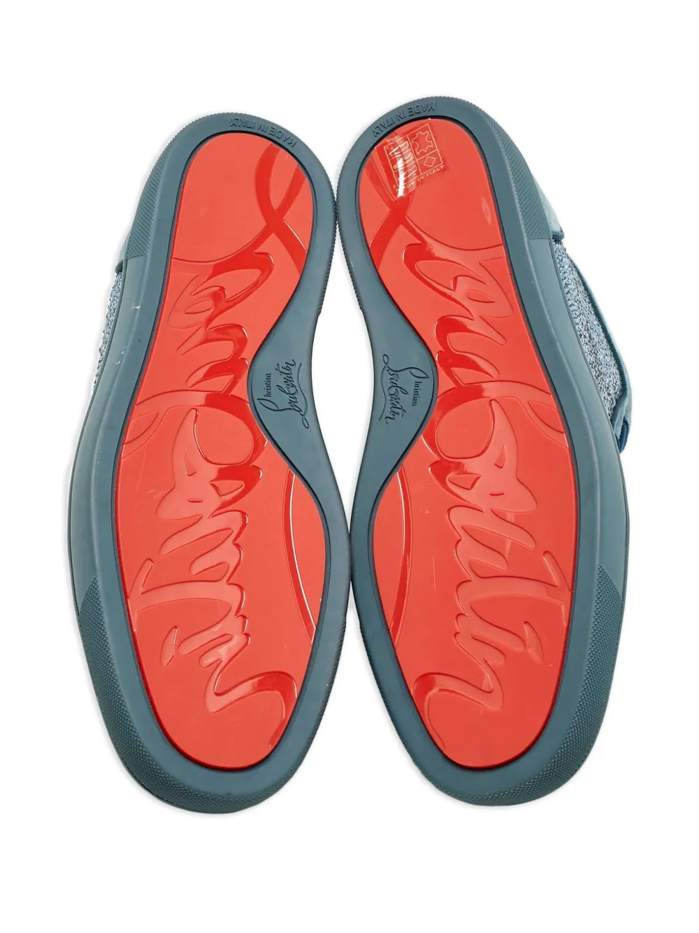 CHRISTIAN LOUBOUTIN Pre-owned Rantus Orlato Lace-up Glitter Sneakers In Blue