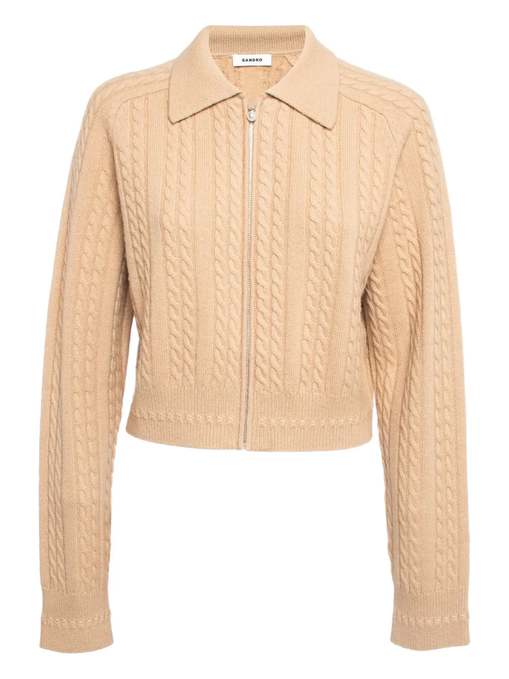 Pre-owned Sandro Cable-knit Cardigan In Neutral