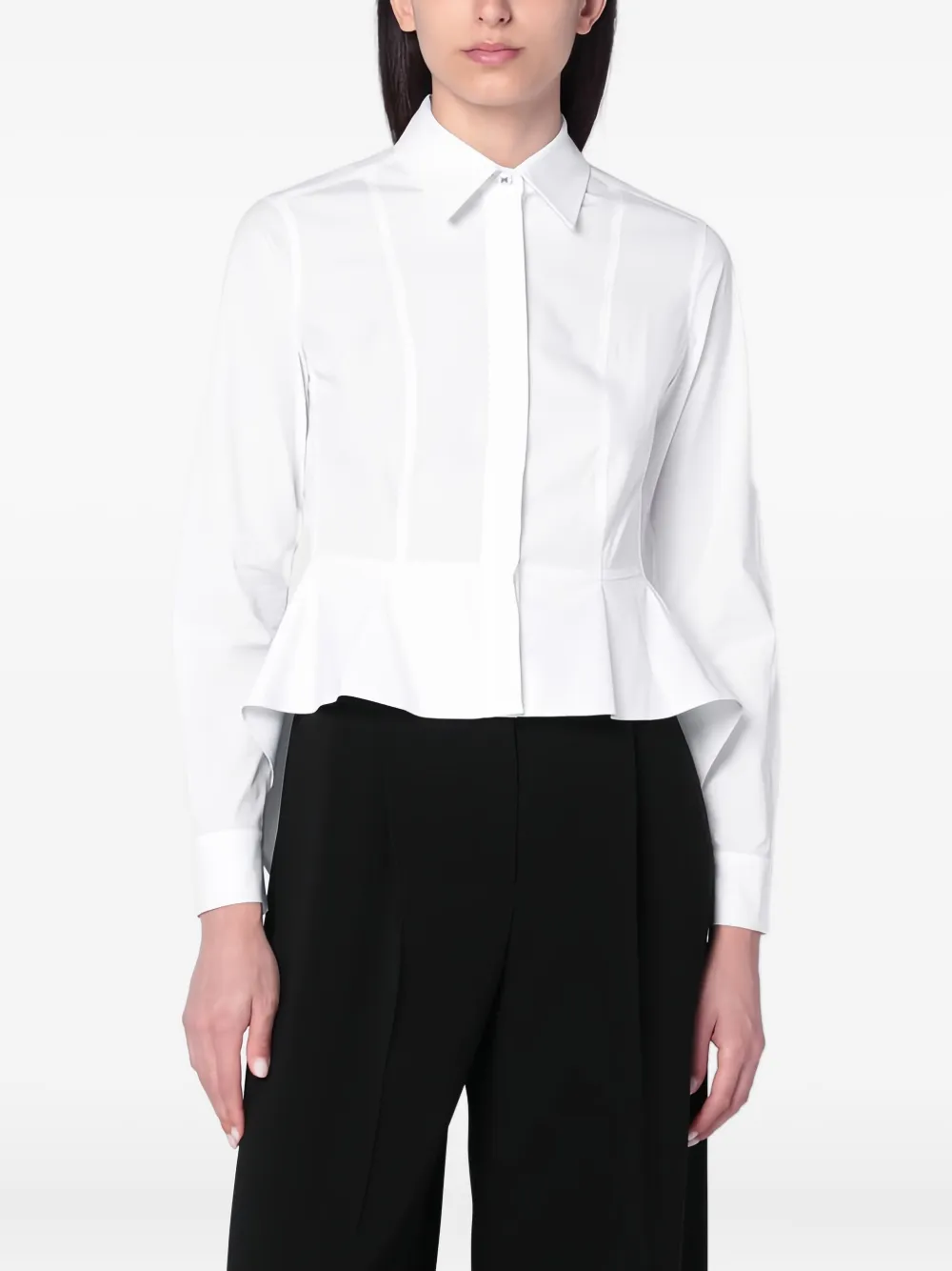 Max Mara Blouse met lange mouwen en logoknoop Wit