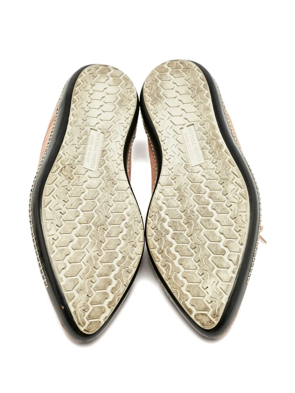 Pre-owned Bottega Veneta Pointed-toe Stitch-detail Derby Shoes In Brown