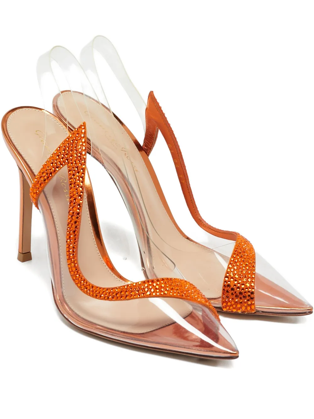 Gianvito Rossi Pumps Crystal con cinturino posteriore 105mm - Arancione