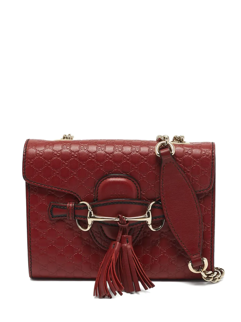 Gucci Pre-Owned Emily embossed leather horsebit crossbody bag | Red | Image 1