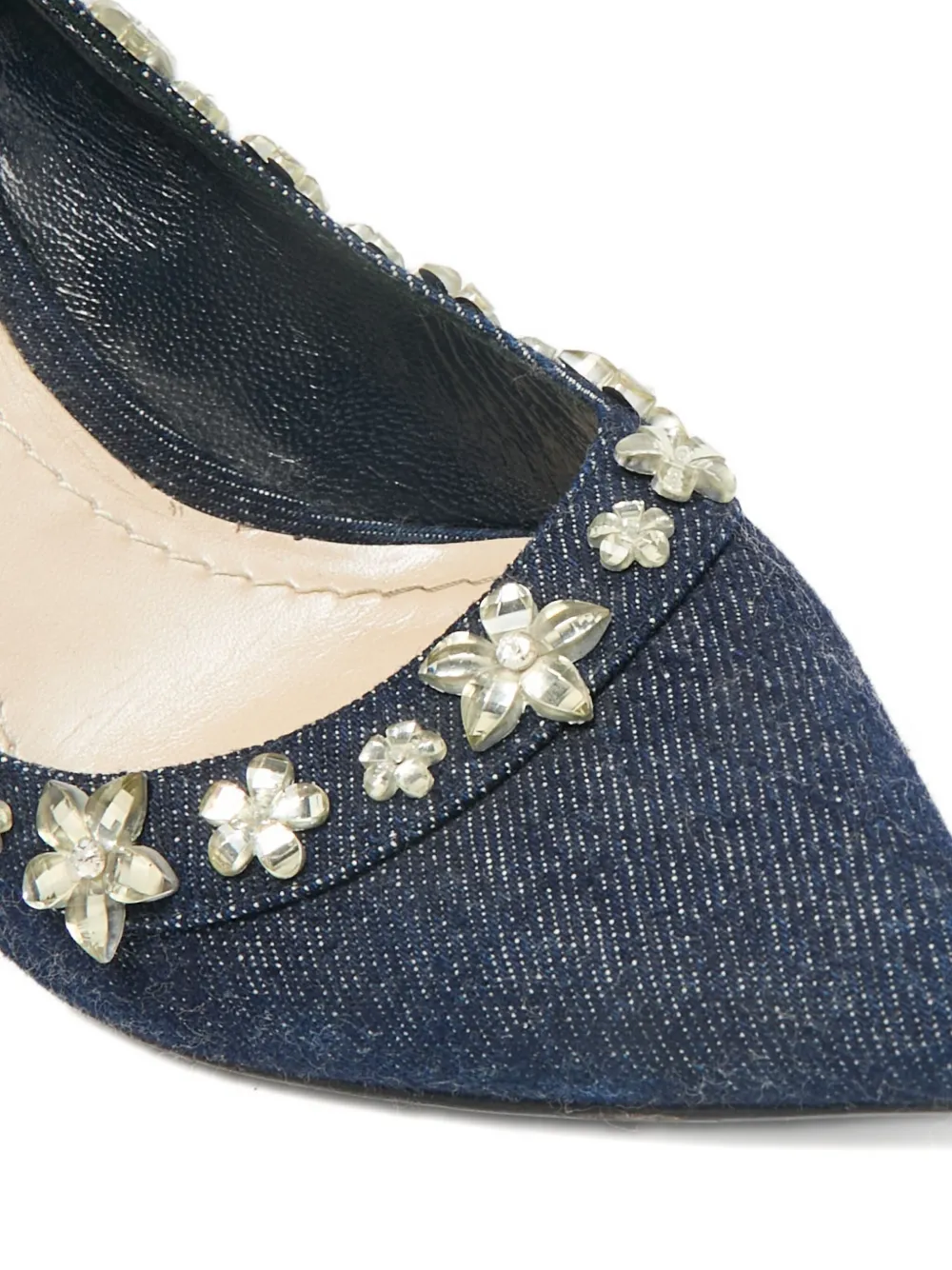 Christian Dior Pre-Owned 80 mm denim pumps verfraaid met bloemen - Blauw