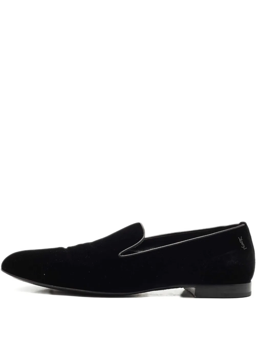 Pre-owned Saint Laurent Velvet Slippers In Black