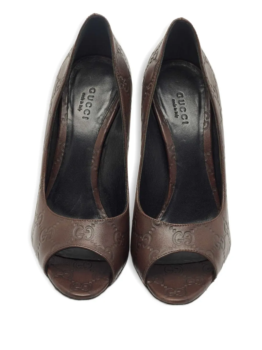 Gucci Pre-Owned 115 mm leren pumps met open neus - Bruin