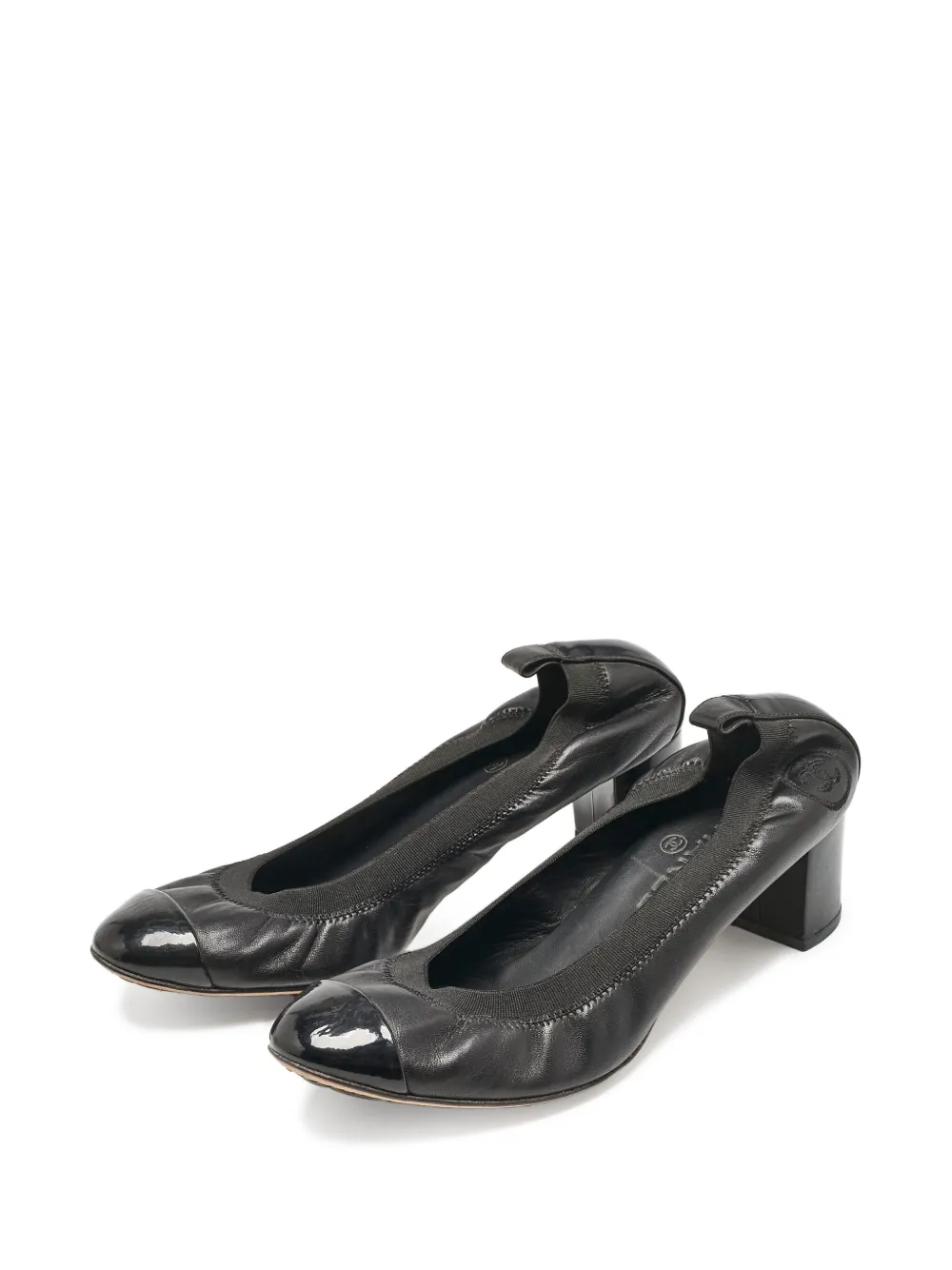 CHANEL Pre-Owned 60 mm leren pumps met bewerkte neus - Zwart