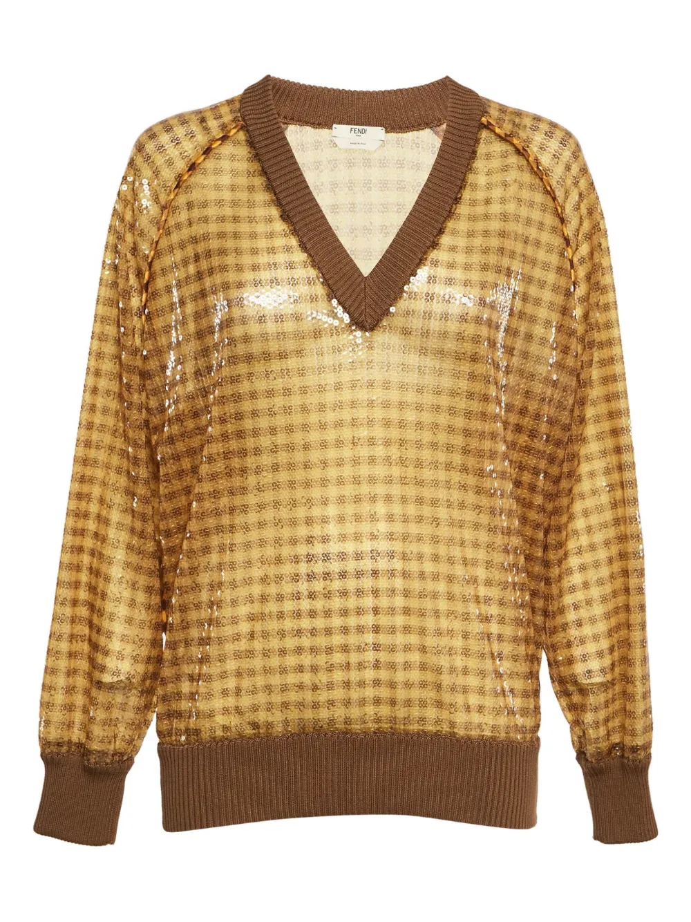 Fendi Pre-Owned sequin gingham-pattern sweatshirt | Yellow | Image 1
