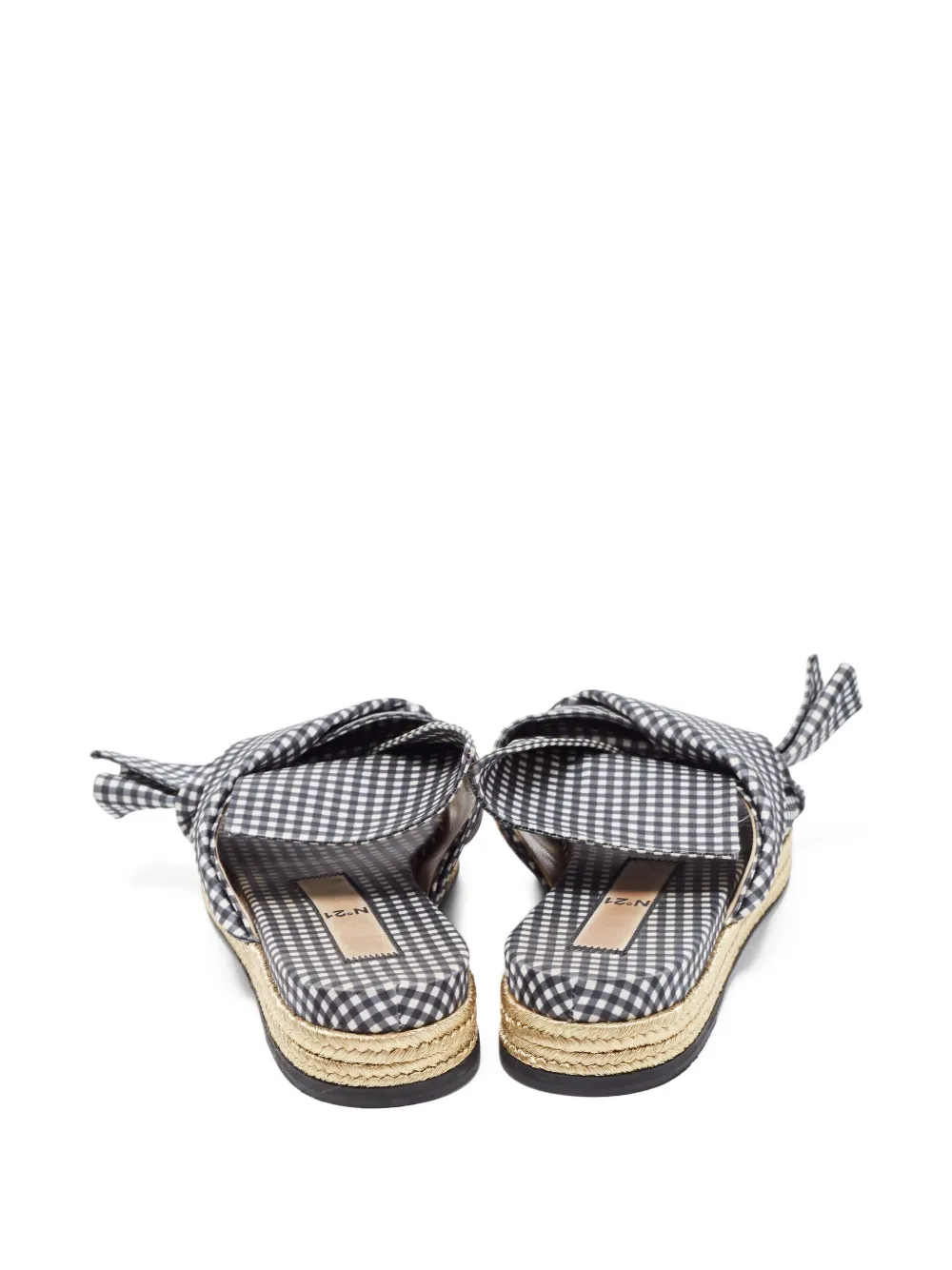 Nº21 Sandalen met geknoopt bovenwerk en gingham ruit - Zwart
