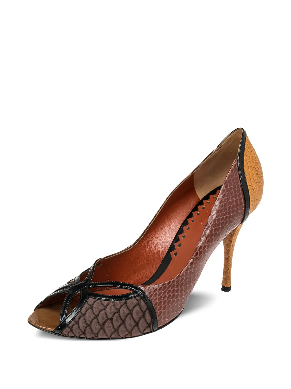 Bottega Veneta Pre-Owned Leren pumps met open neus en slangen-effect - Veelkleurig