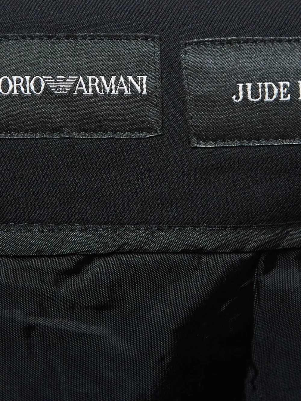 Pre-owned Emporio Armani Satin-waistband Trousers In Black