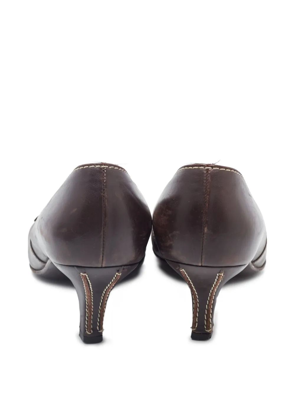 Ferragamo Pre-Owned 65 mm leren pumps verfraaid met gesp - Bruin