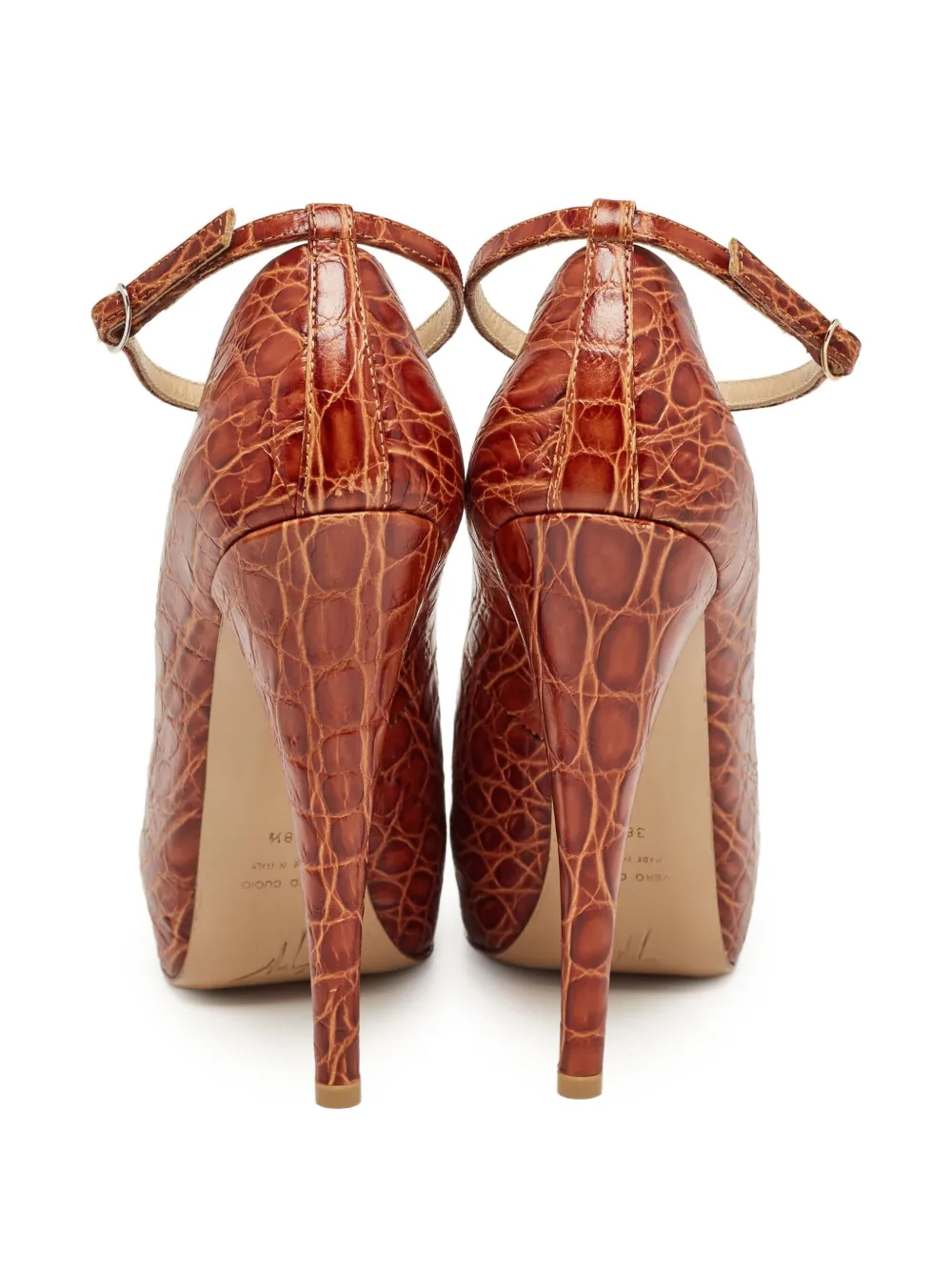 Giuseppe Zanotti Vintage 140 mm pumps met krokodillen-reliëf - Bruin