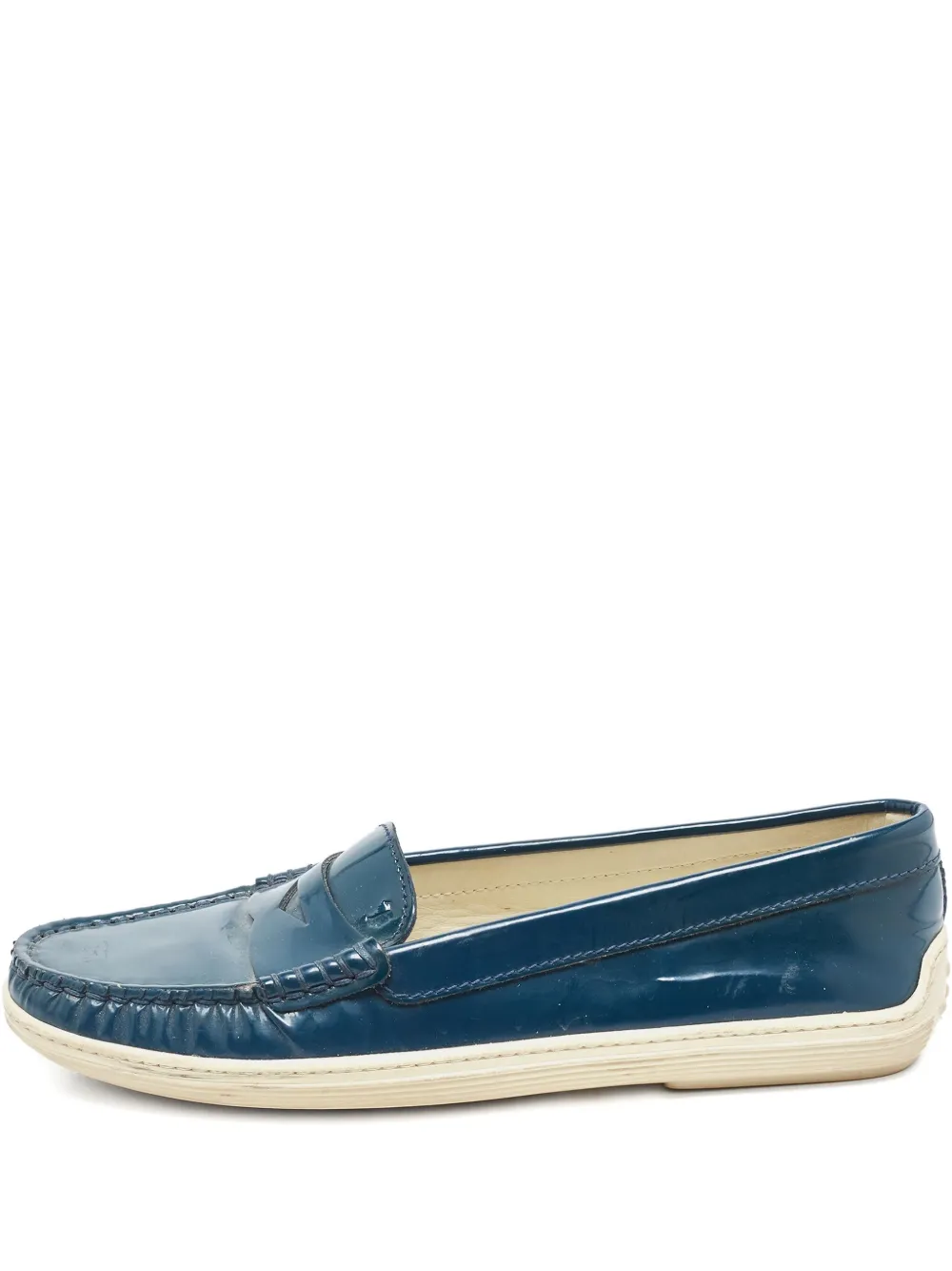 Pre-owned Tod's Vintage Patent-leather Loafers In Blue