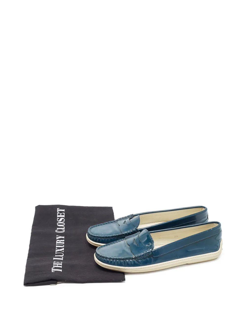 Pre-owned Tod's Vintage Patent-leather Loafers In Blue