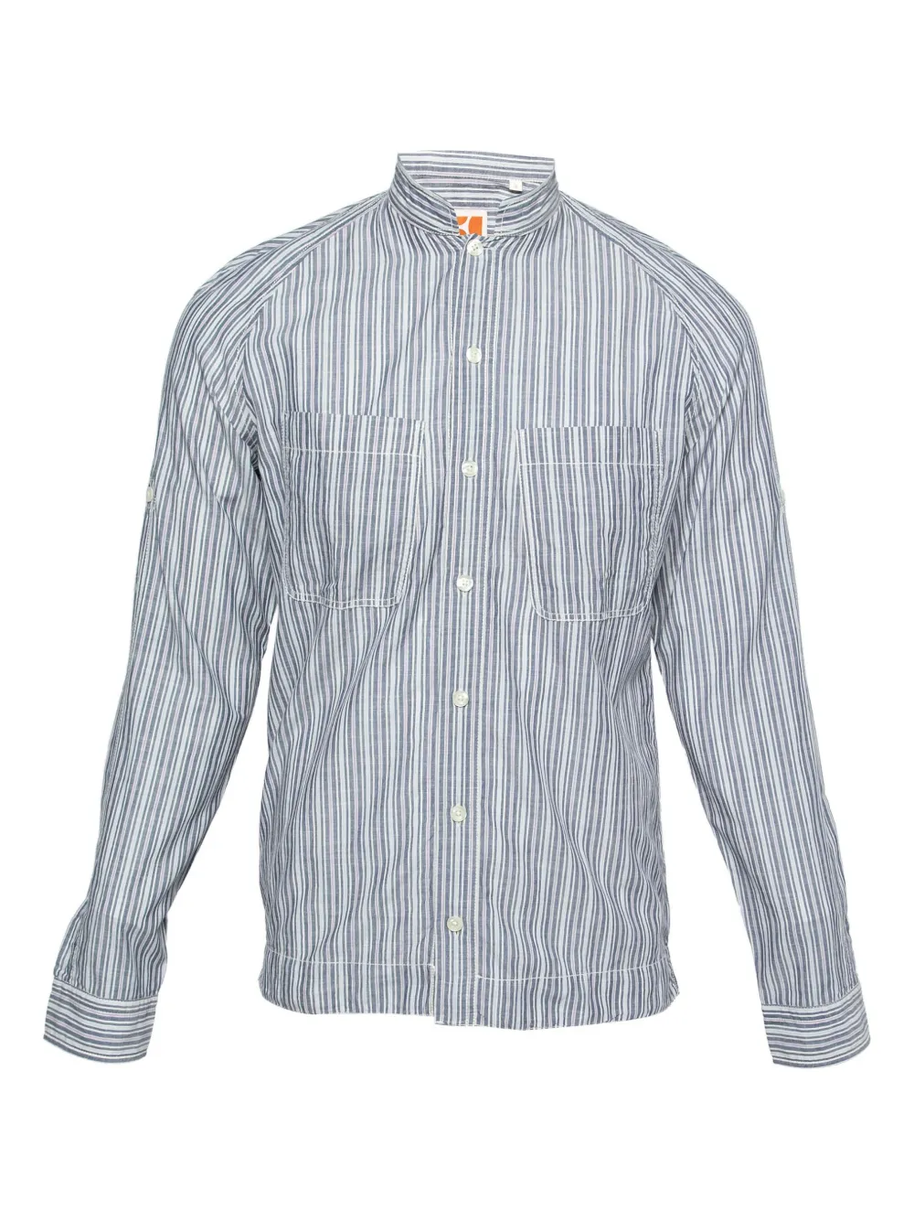 BOSS pre-owned striped-pattern pockets shirt | Blue | Image 1