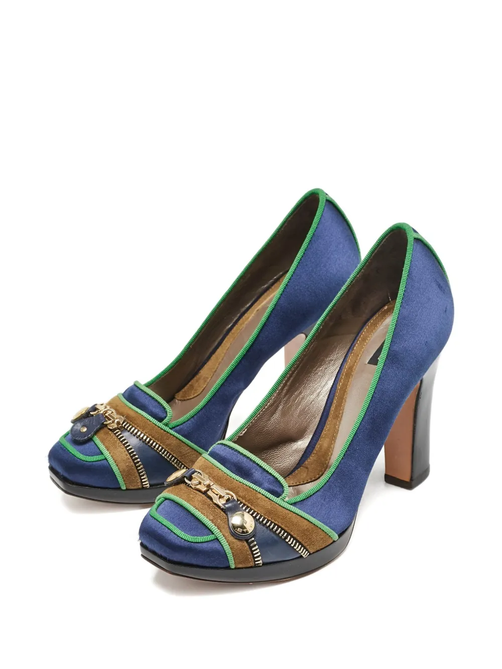 Etro Pre-Owned 110 mm satijnen pumps met rits - Blauw