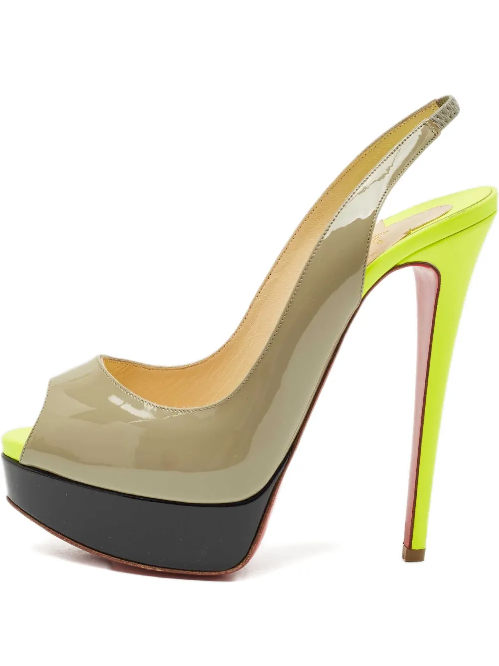 Pre-owned Christian Louboutin 140mm Lady Peep Pumps In Neutral