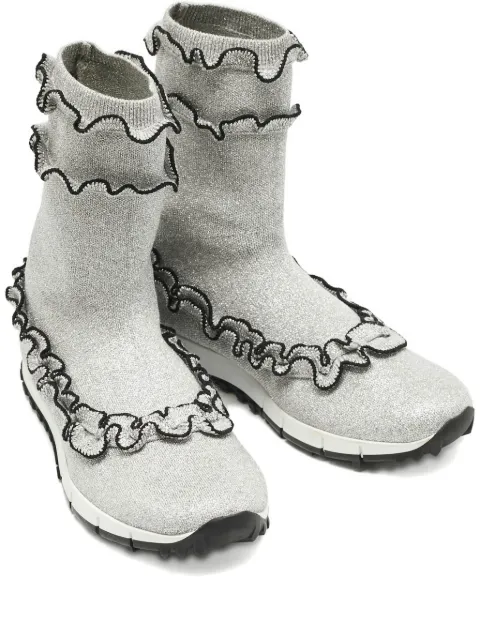 Jimmy Choo Pre-Owned Eugene ruffled knit sneakers