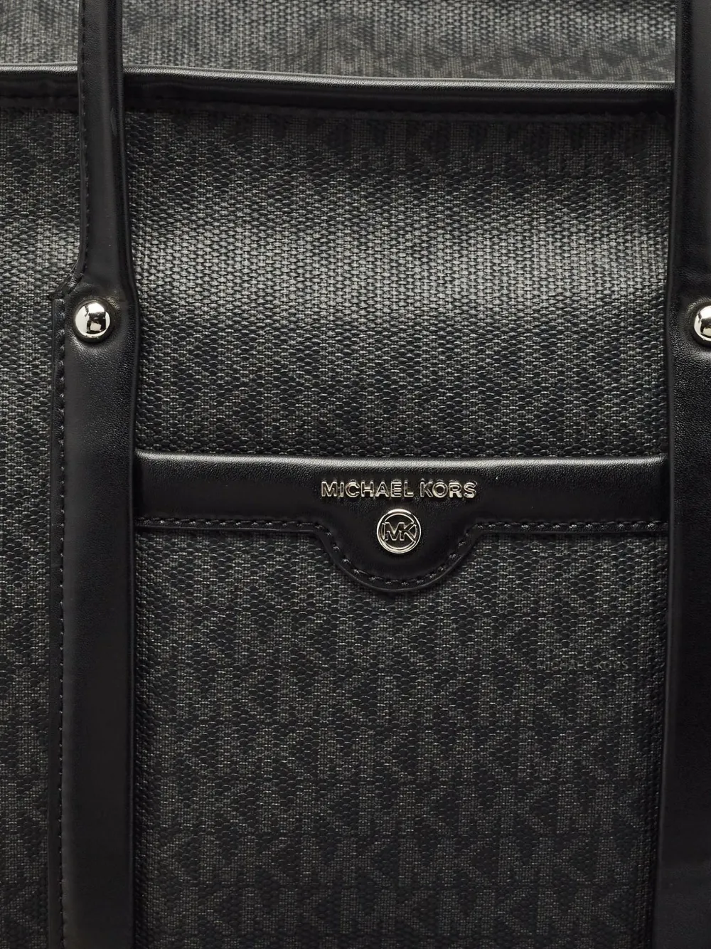 Pre-owned Michael Kors Monogram Leather Tote Bag In Black
