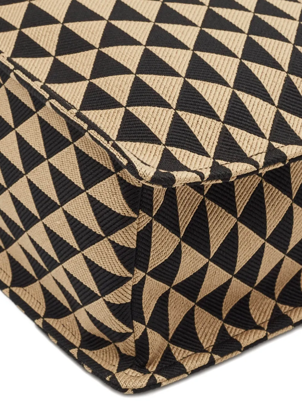Pre-owned Prada Symbole Embroidered Fabric Tote Bag In Black