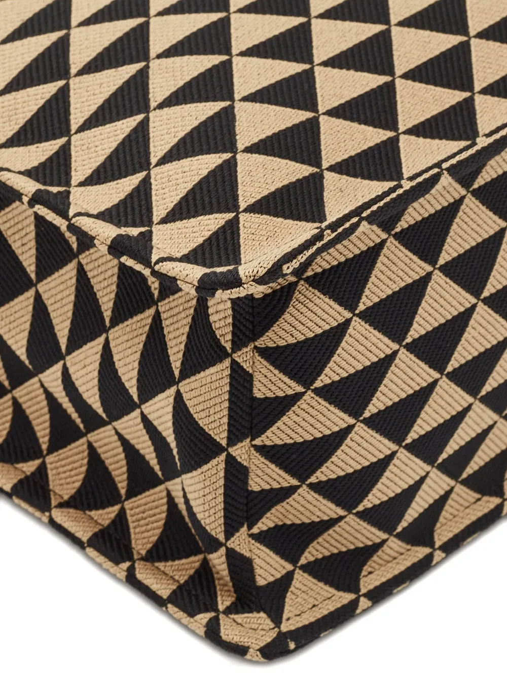 Pre-owned Prada Symbole Embroidered Fabric Tote Bag In Black
