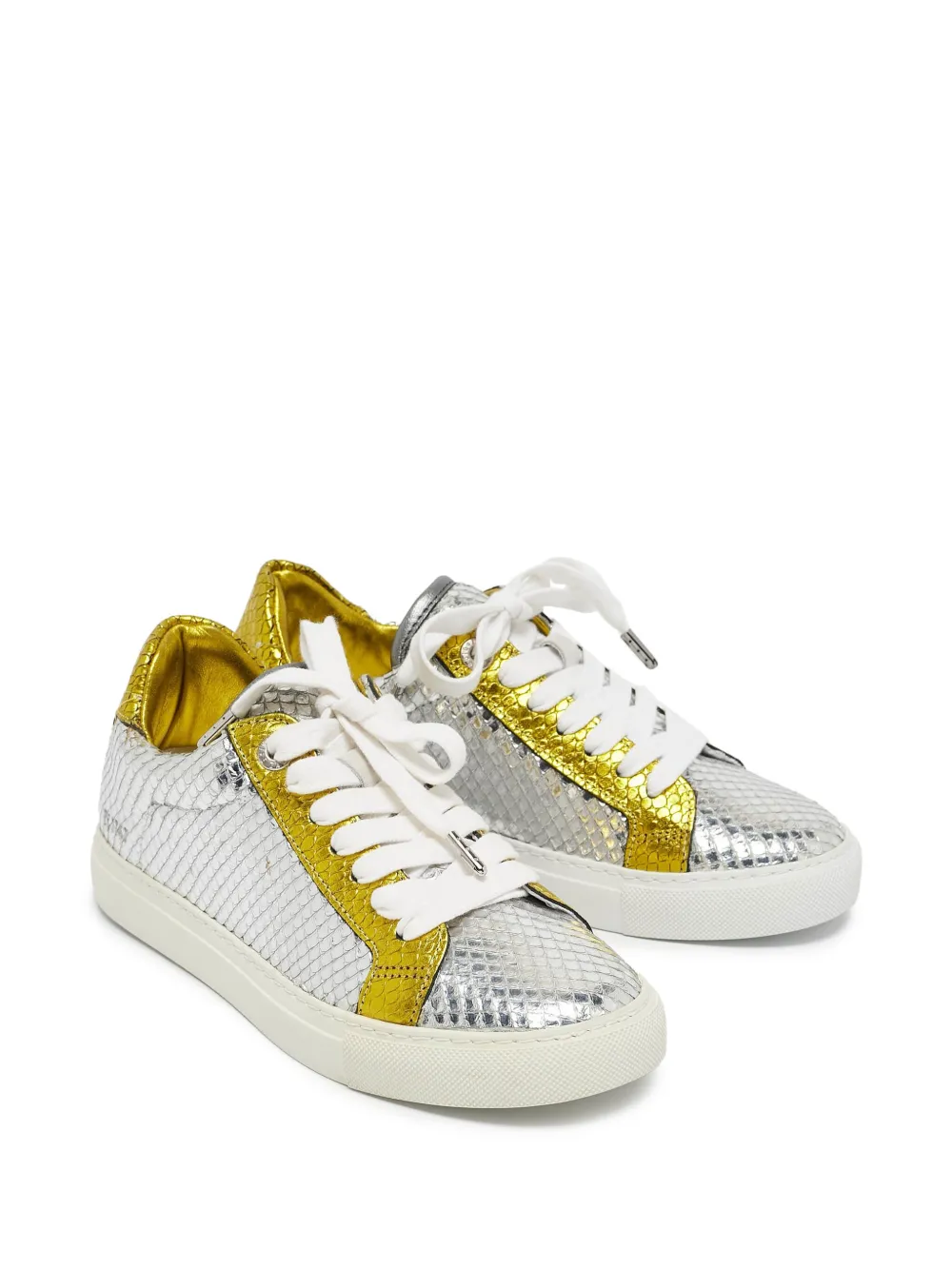 Zadig&Voltaire Sneakers met slangenleer effect - Zilver