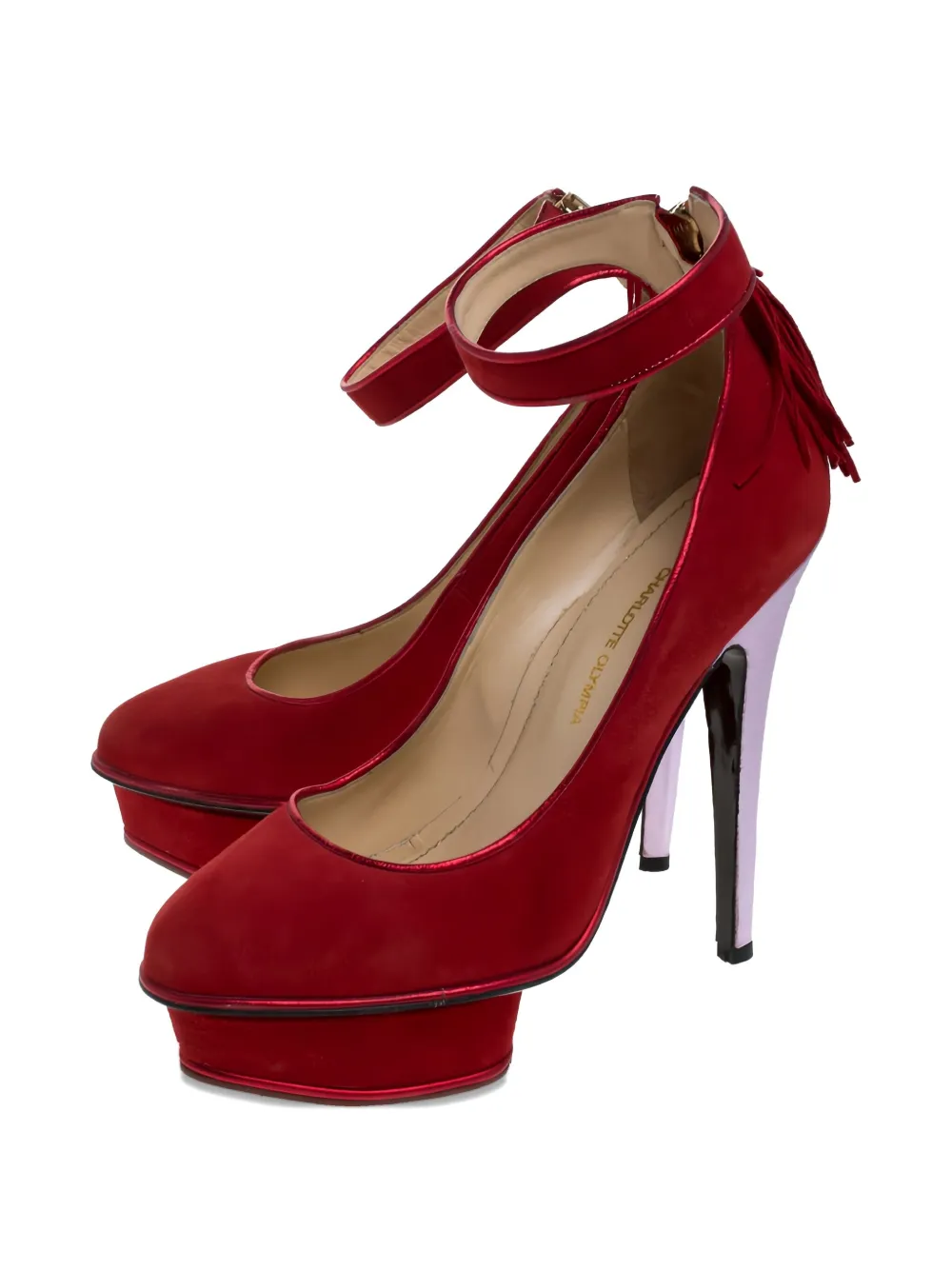 Pre-owned Charlotte Olympia 140mm Kiss Me Dolores! Pumps In Red