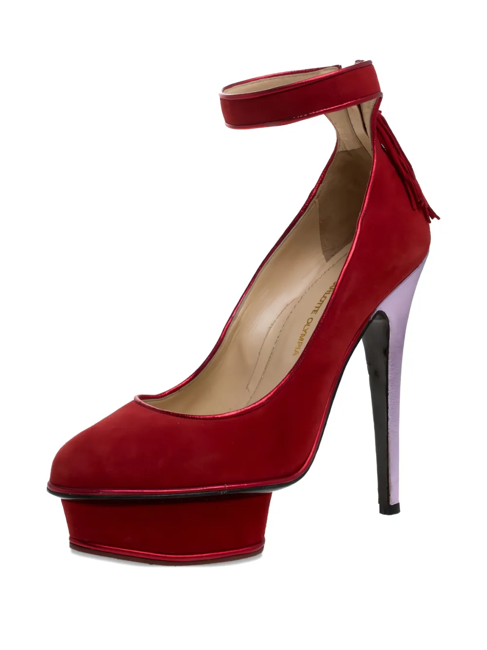 Pre-owned Charlotte Olympia 140mm Kiss Me Dolores! Pumps In Red