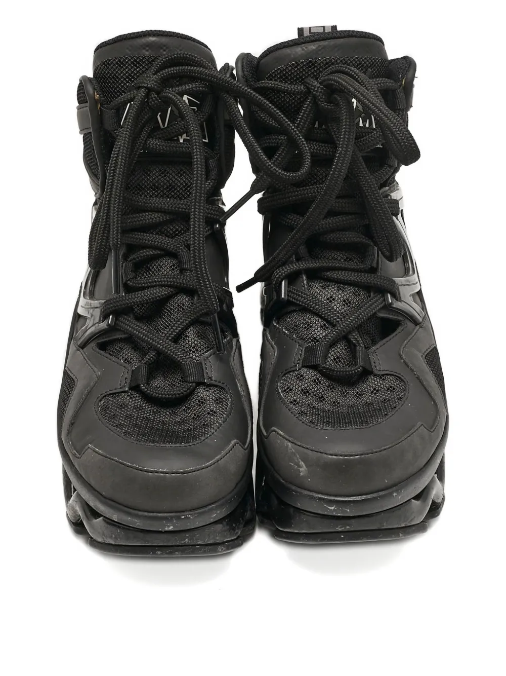 Pre-owned Marc Jacobs Vintage 45mm Leather High-top Platform Sneakers In Black