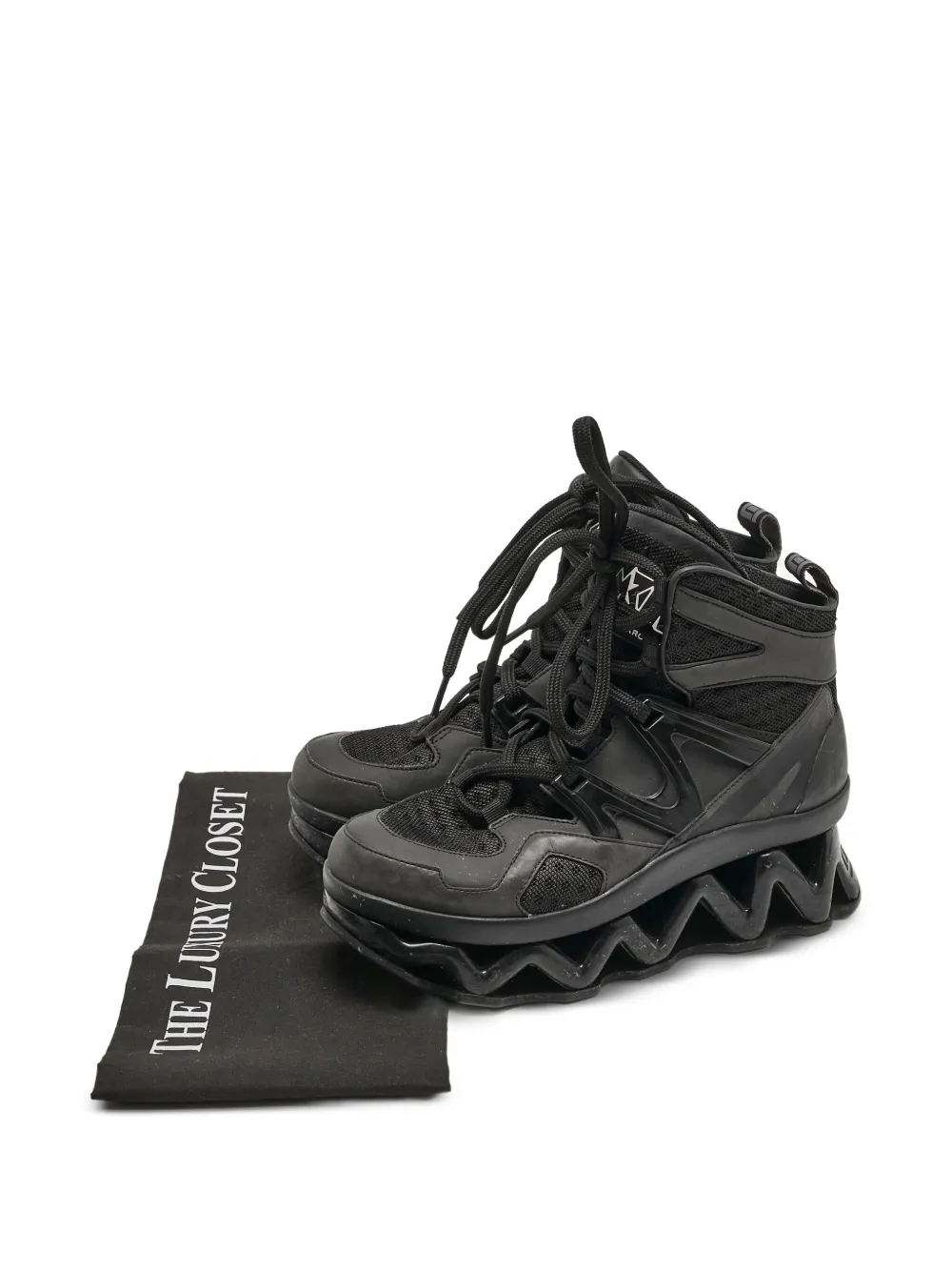 Pre-owned Marc Jacobs Vintage 45mm Leather High-top Platform Sneakers In Black