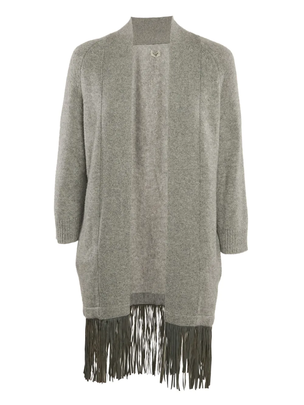 Pre-owned Zadig & Voltaire Cashmere Fringed Cardigan In Gray