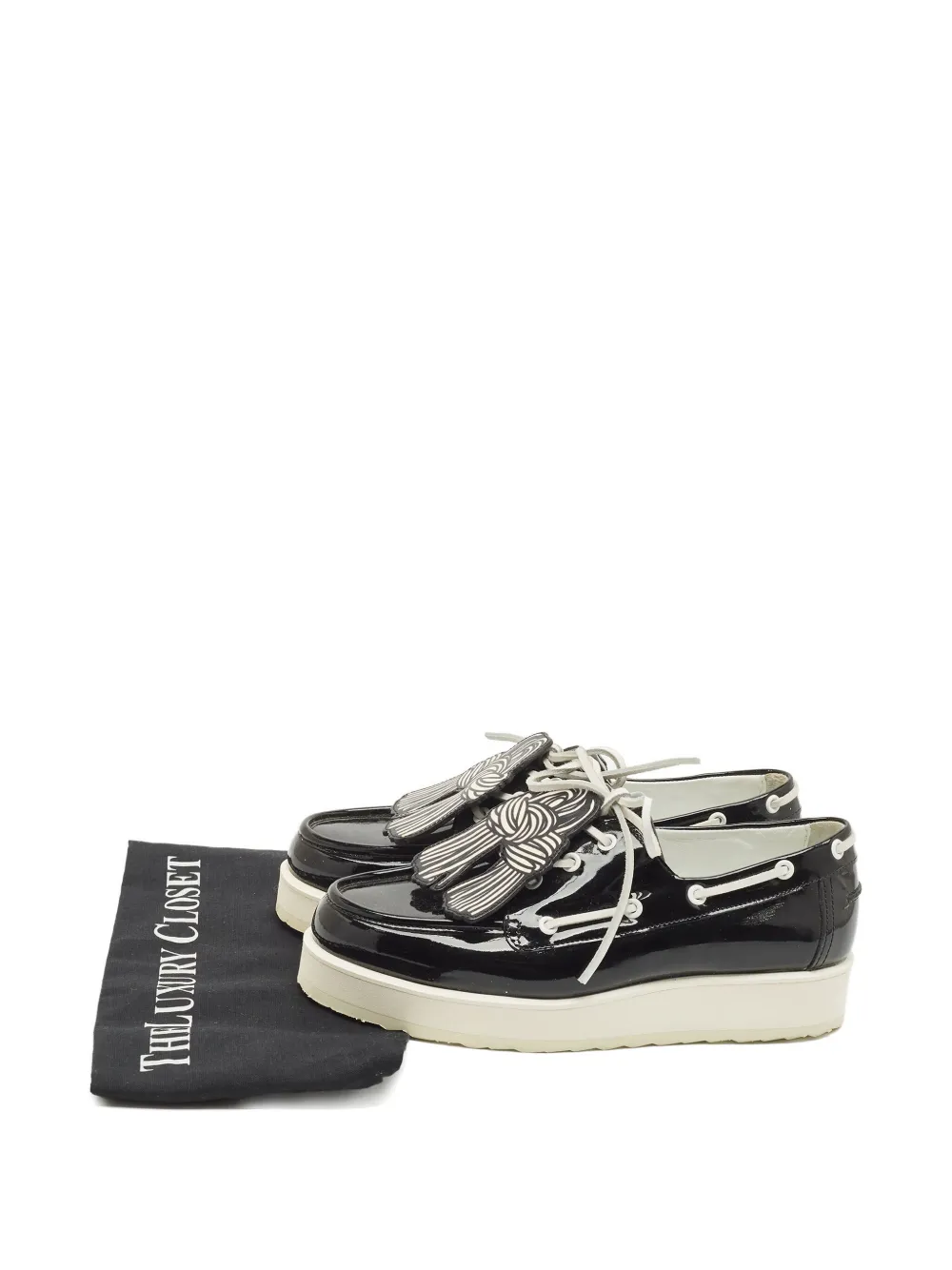 PIERRE HARDY Pre-owned Patent-leather Knot-detail Loafers In Black