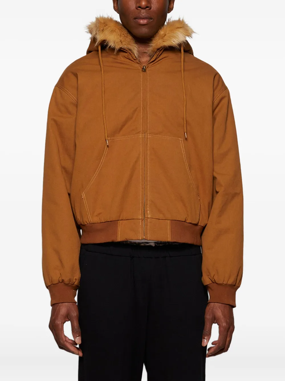 Praying Fur-trimmed Hooded Jacket In Brown