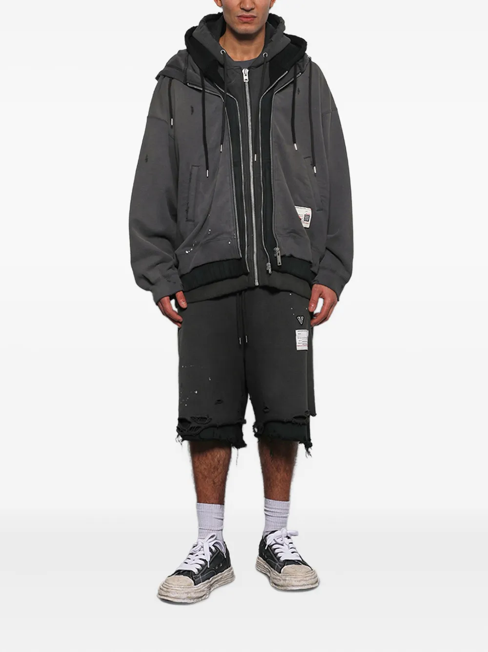Maison MIHARA YASUHIRO layered distressed shorts | Track & Running Shorts | Image 2