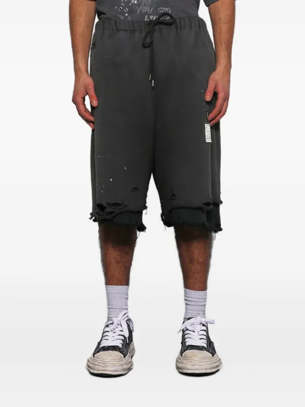 Maison MIHARA YASUHIRO Layered Distressed Shorts | Black | FARFETCH