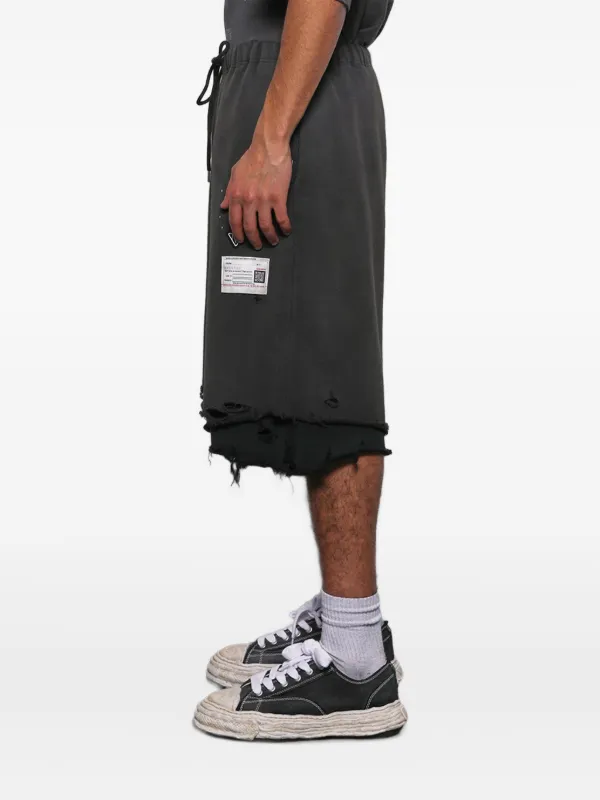 Maison MIHARA YASUHIRO Layered Distressed Shorts | Black | FARFETCH