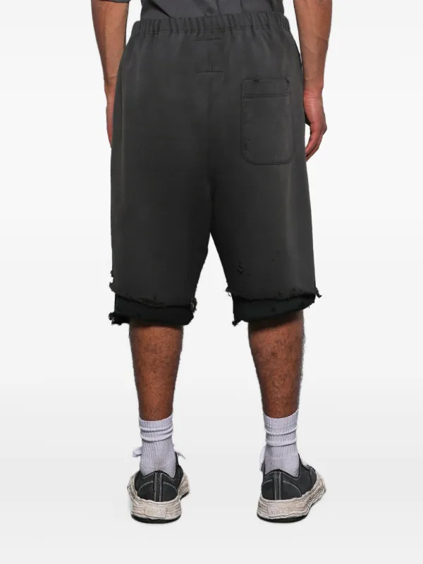 Maison MIHARA YASUHIRO Layered Distressed Shorts | Black | FARFETCH