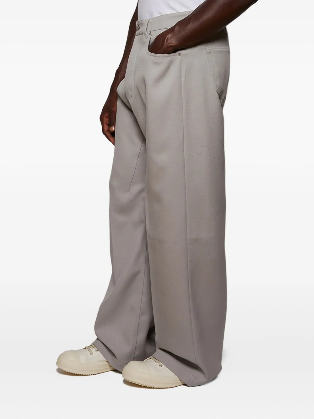 Rick Owens Geth Cotton Trousers In Gray