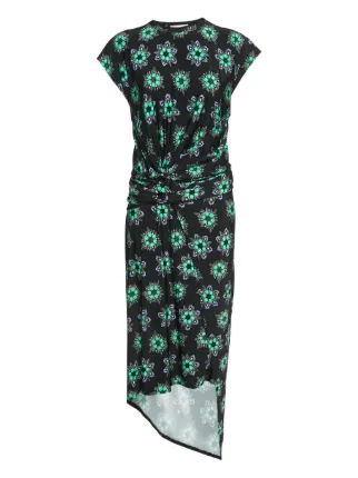 paco rabanne green dress Pre-Owned floral-print Jersey | Black Mini dress