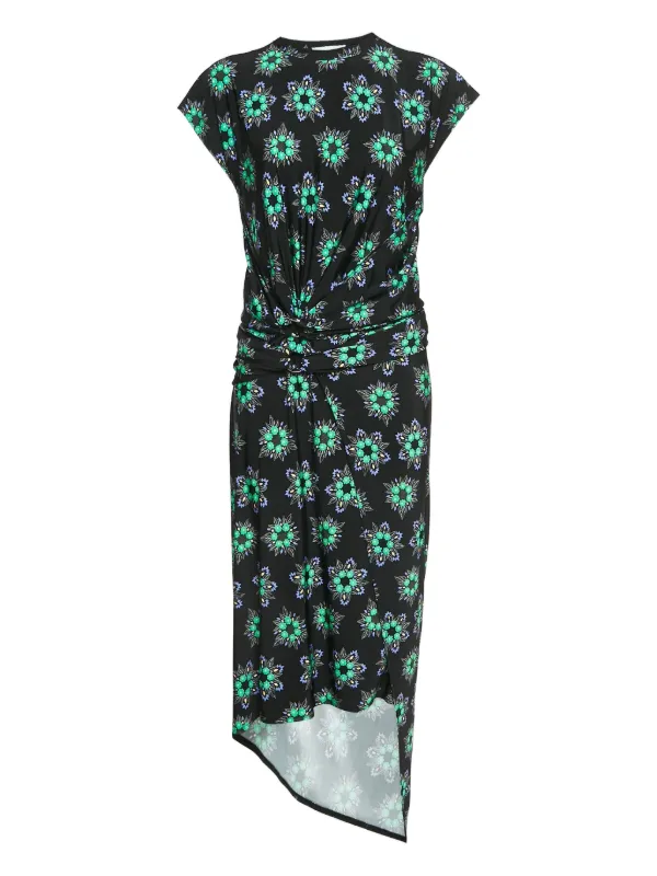 Rabanne Floral-print Jersey Dress - Black