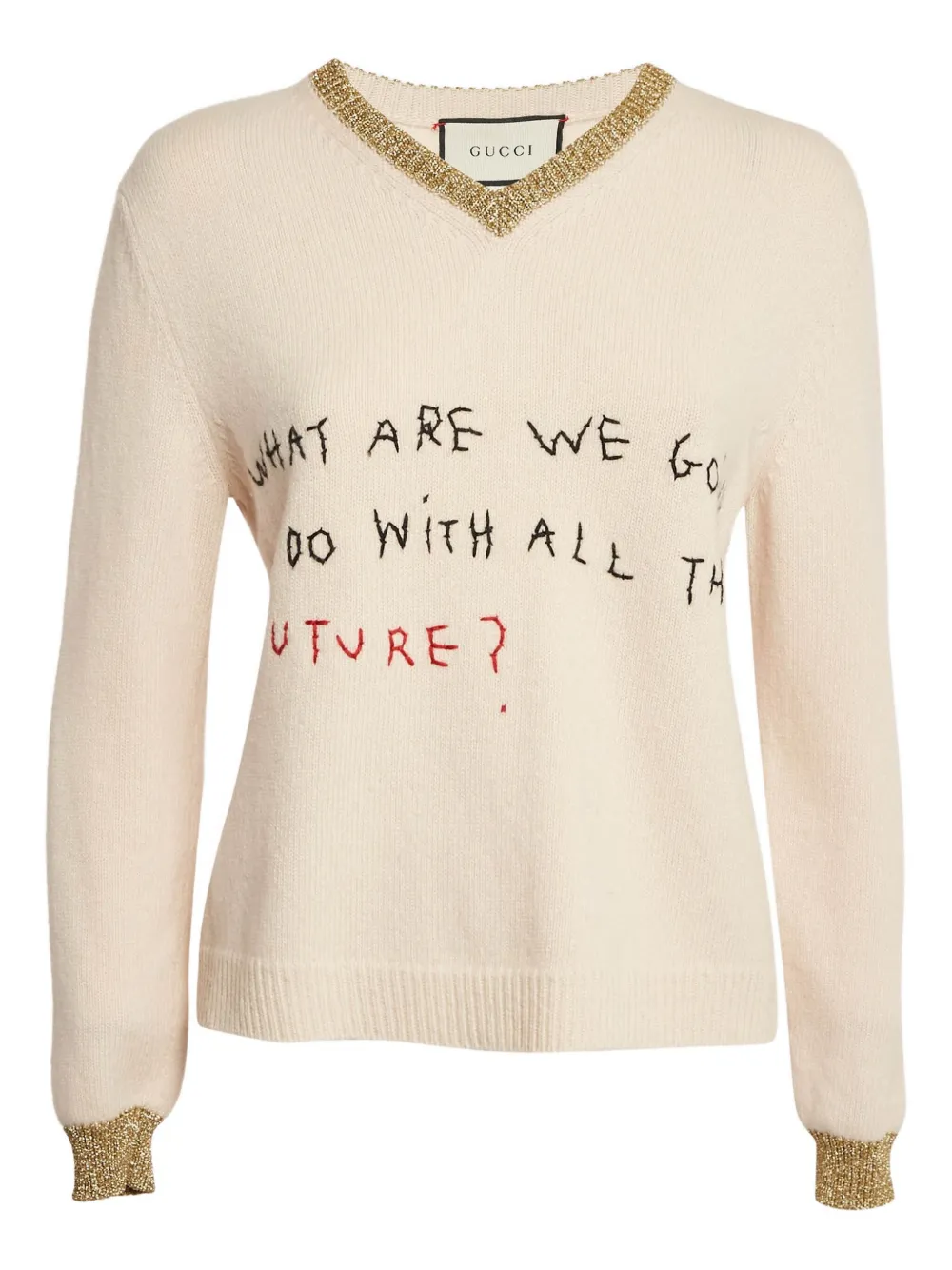 Gucci Pre-Owned 2024 lurex embroidered sweater | Neutrals | Image 1