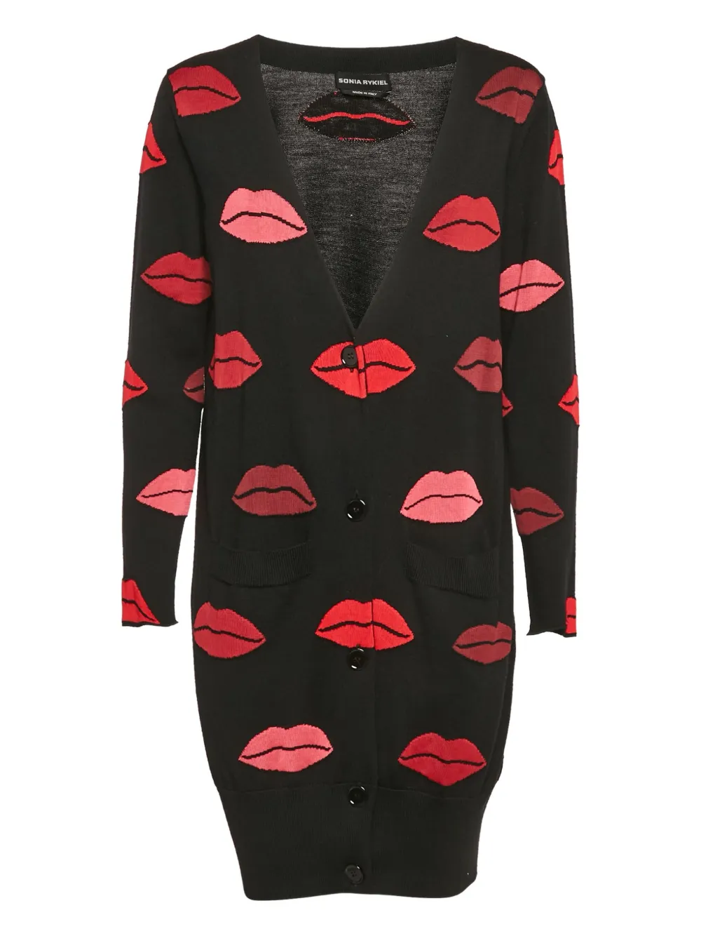 Sonia Rykiel Pre-Owned lips-print cardigan | Black | Image 1