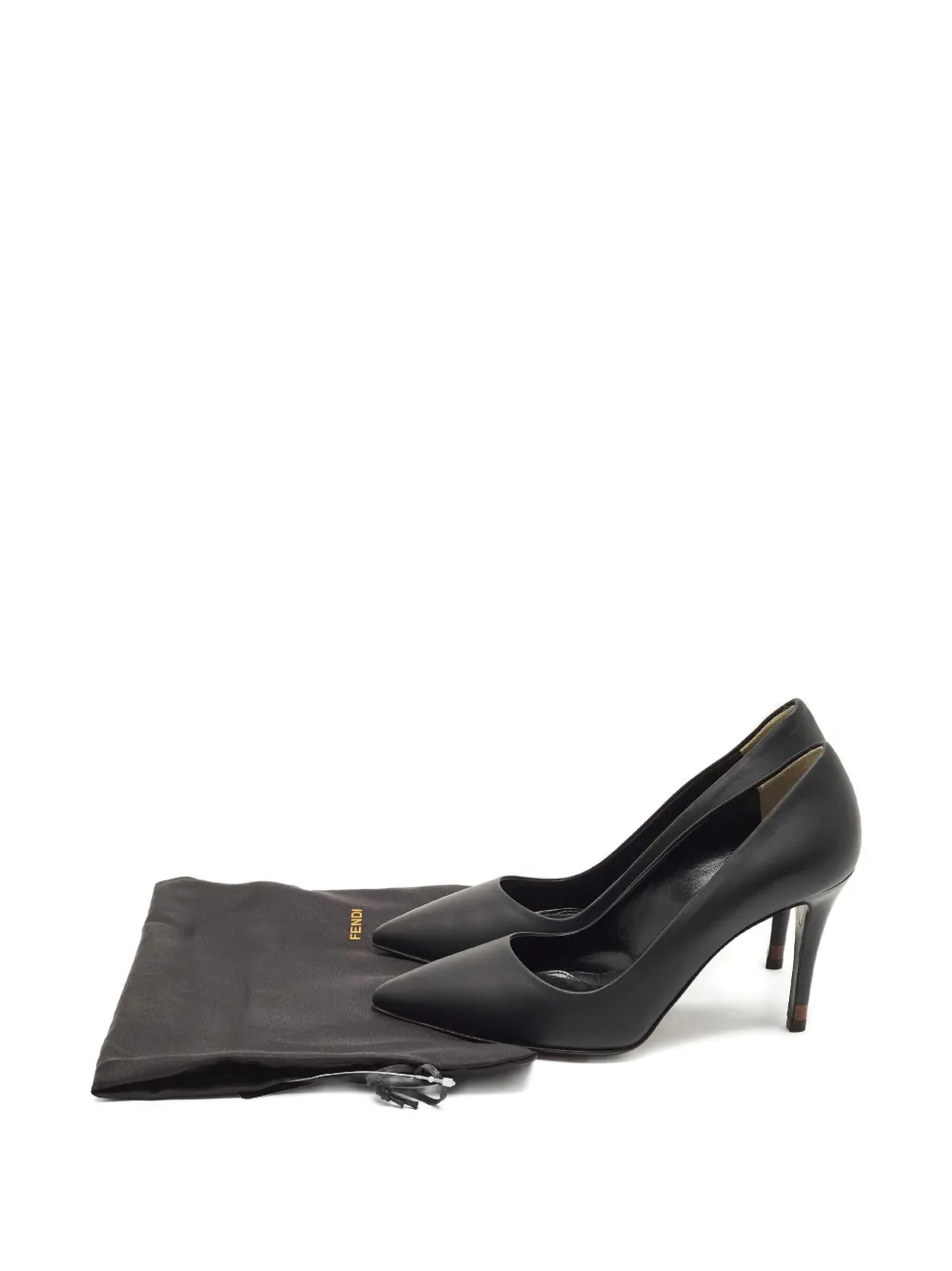 FENDI Pre-owned 85mm Leather Pointed-toe Pumps In Black