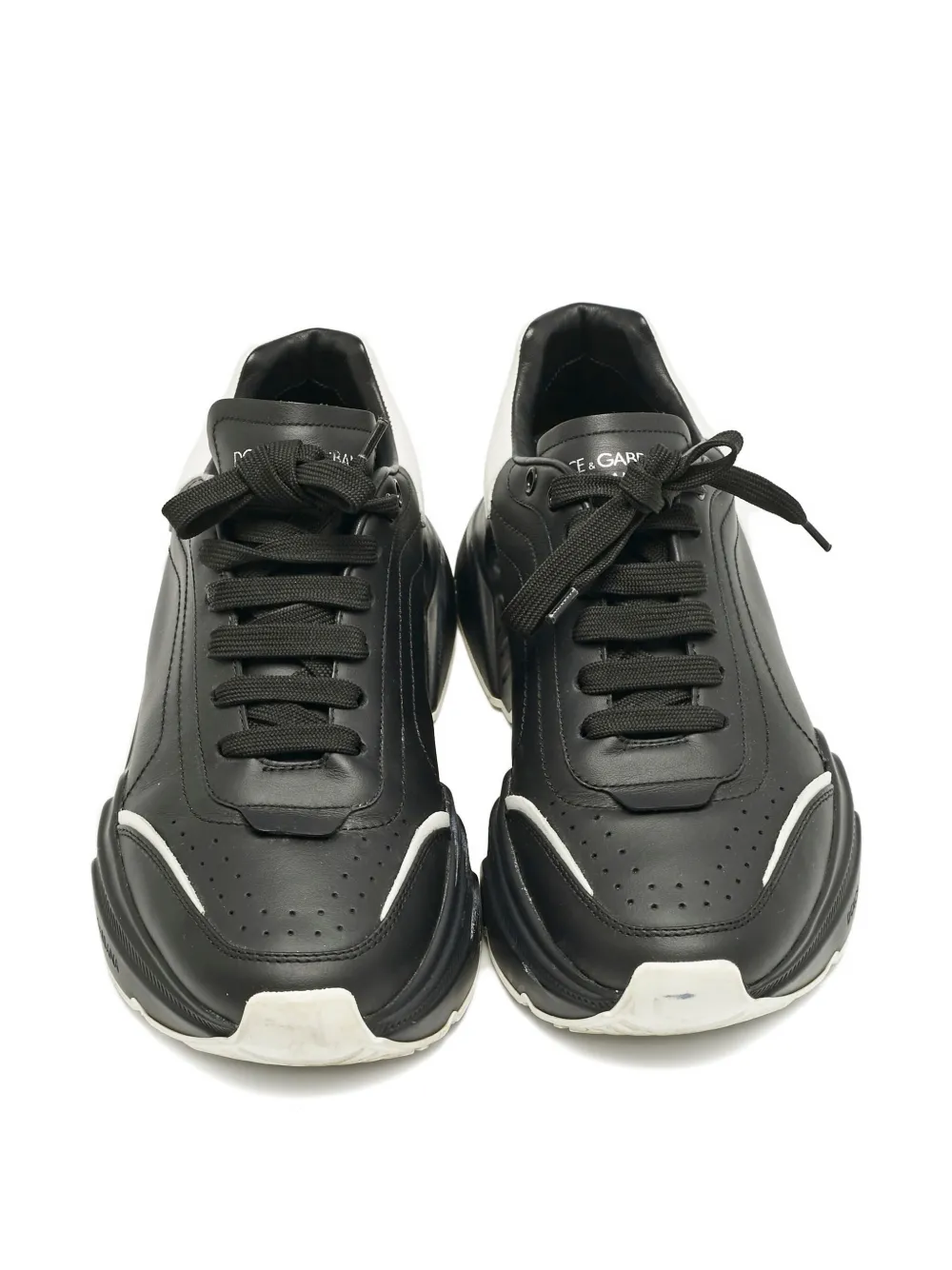 Pre-owned Dolce & Gabbana Leather Lace-up Sneakers In Black