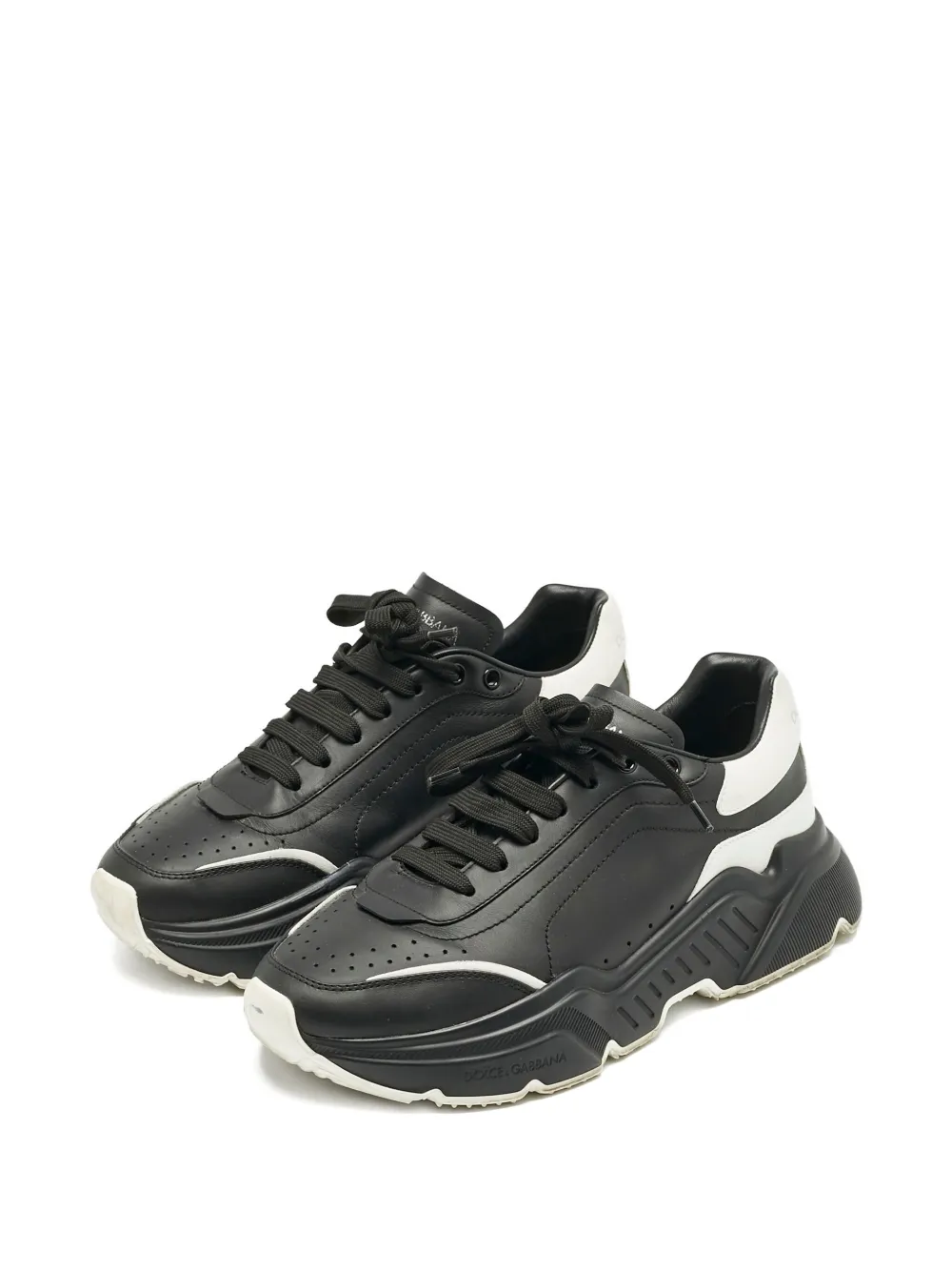 Pre-owned Dolce & Gabbana Leather Lace-up Sneakers In Black