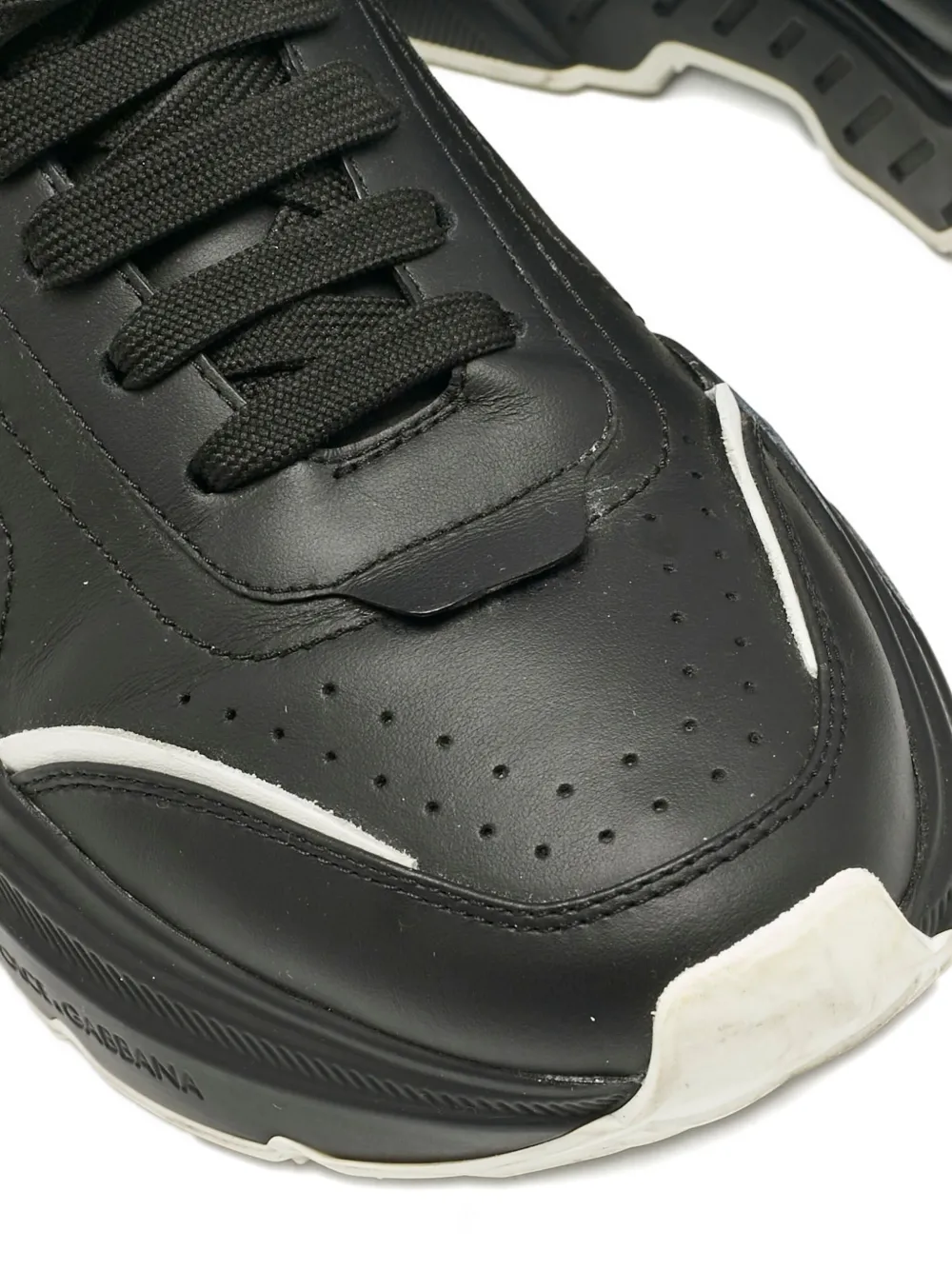 Pre-owned Dolce & Gabbana Leather Lace-up Sneakers In Black